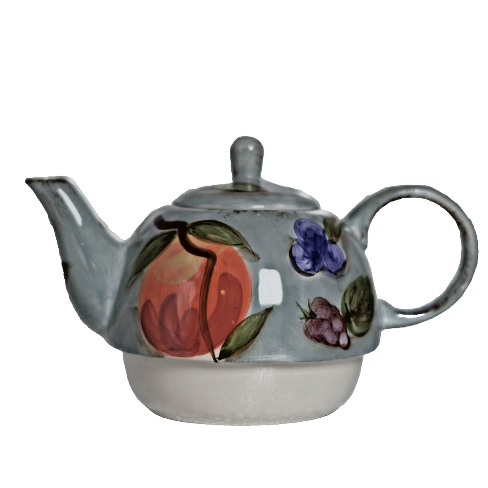 Vintage MESA INTERNATIONAL Blue Fruit Teapot for One Cup & Pot with Lid - Picture 2 of 16